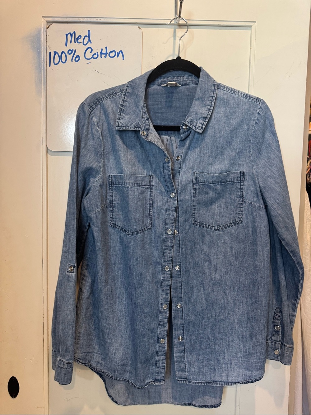 Cato 100% Cotton Light Blue Denim Button-Down Shirt